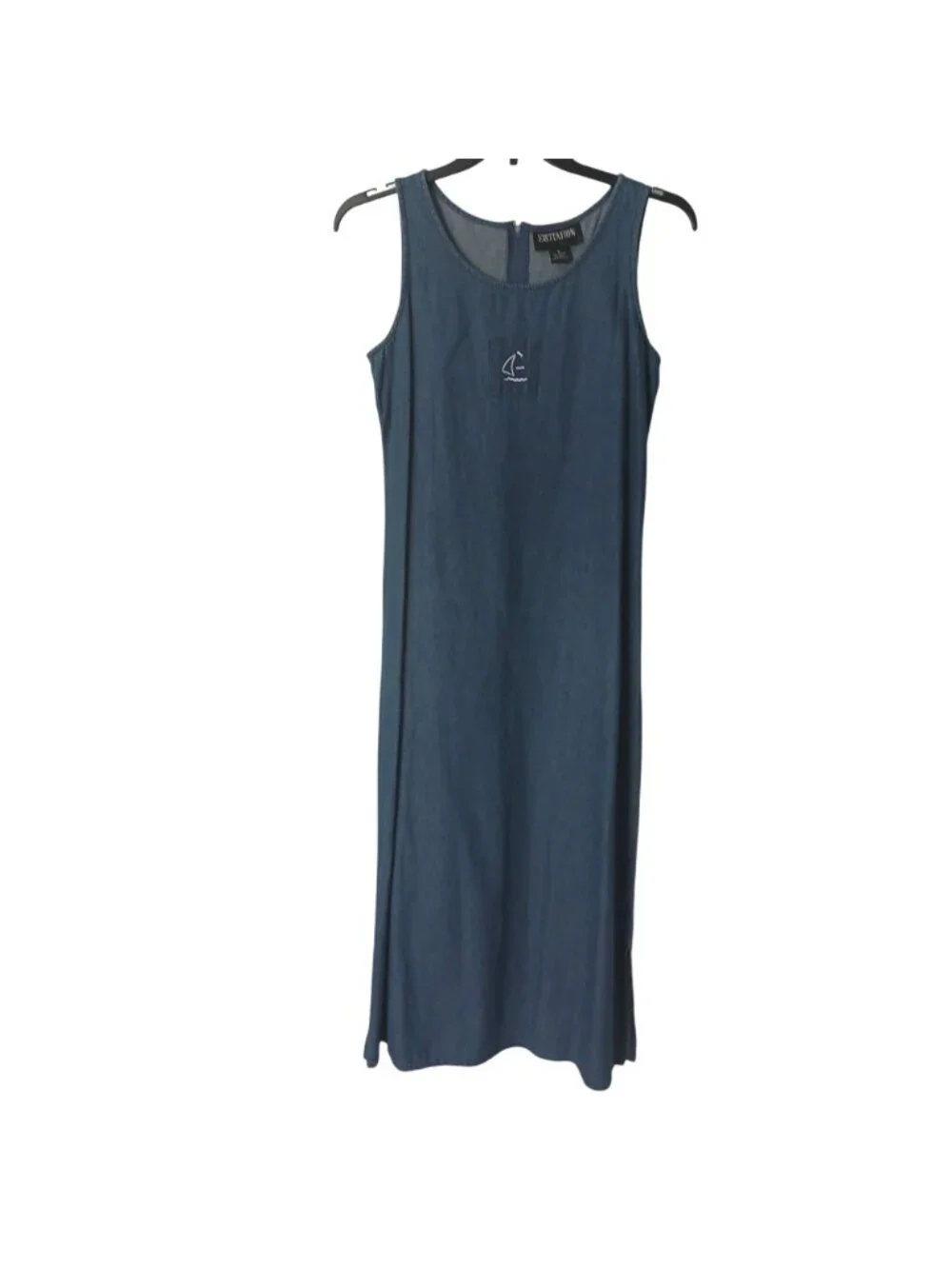 Excitation Womens Sz M Denim 2-Pc Set Sleeveless Back Zipper Dress w/ Jacket C17 - Picture 2 of 12